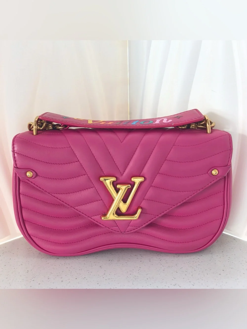 Louis Vuitton New Wave Chain bag MM Hot Pink Quilted Shoulder Bag - Picture 1 of 14